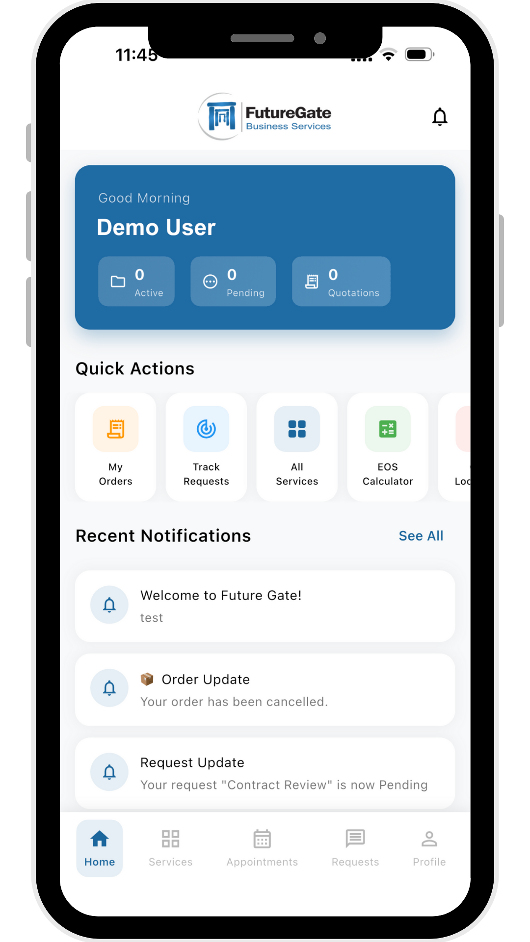 Future Gate App on iPhone and Android